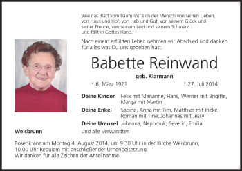 Anzeige von Babette Reinwand von MGO