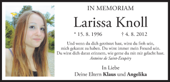 Anzeige von Larissa Knoll von MGO