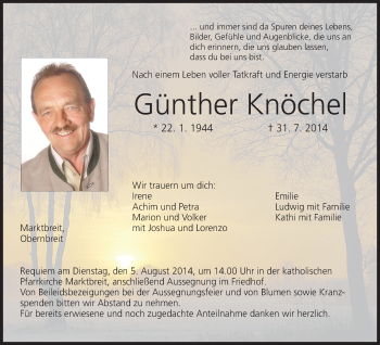 Anzeige von Günther Knöchel von MGO