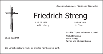 Anzeige von Friedrich Streng von MGO