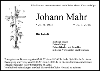 Anzeige von Johann Mahr von MGO