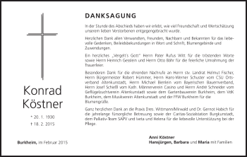 Anzeige von Konrad Köstner von MGO