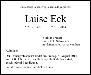 Anzeige von Luise Eck von MGO