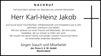 Anzeige von Karl-Heinz Jakob von MGO