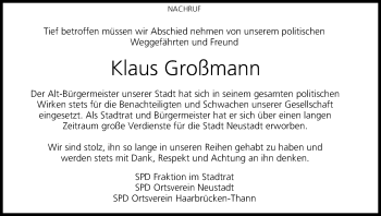 Anzeige von Klaus Großmann von MGO
