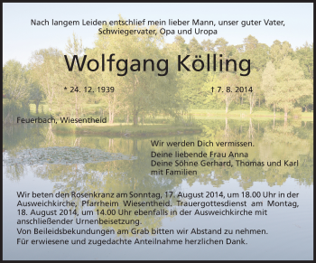 Anzeige von Wolfgang Kölling von MGO