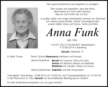 Anzeige von Anna Funk von MGO