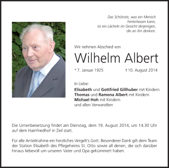 Anzeige von Wilhelm Albert von MGO