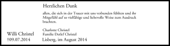 Anzeige von Willi Christel von MGO