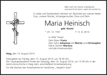 Anzeige von Maria Heinisch von MGO