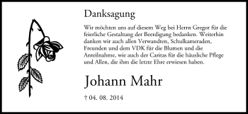 Anzeige von Johann Mahr von MGO