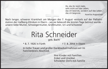 Anzeige von Rita Schneider von MGO