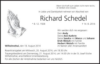 Anzeige von Richard Schedel von MGO
