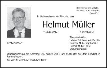 Anzeige von Helmut Müller von MGO