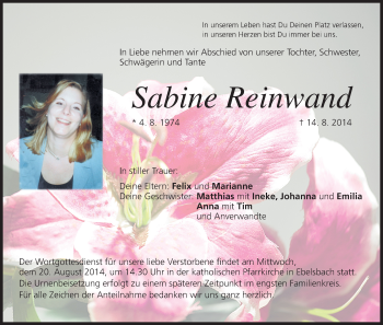 Anzeige von Sabine Reinwand von MGO