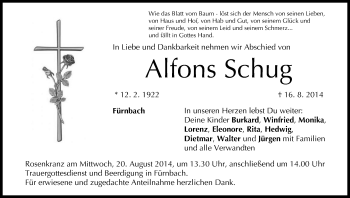 Anzeige von Alfons Schug von MGO