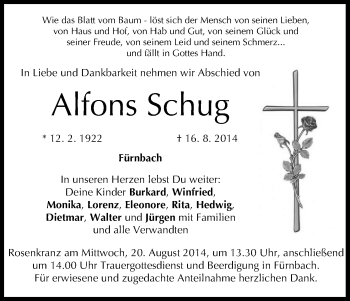 Anzeige von Alfons Schug von MGO