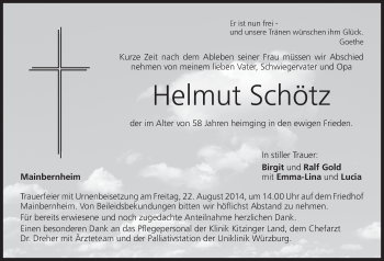 Anzeige von Helmut Schötz von MGO