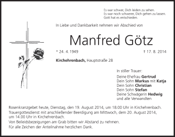 Anzeige von Manfred Götz von MGO