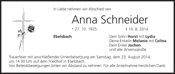 Anzeige von Anna Schneider von MGO