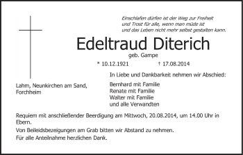 Anzeige von Edeltraud Diterich von MGO