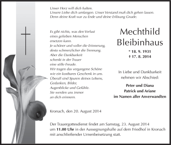 Anzeige von Mechthild Bleibinhaus von MGO