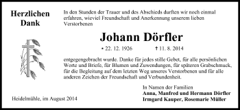 Anzeige von Johann Dörfler von MGO