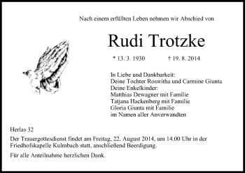 Anzeige von Rudi Trotzke von MGO