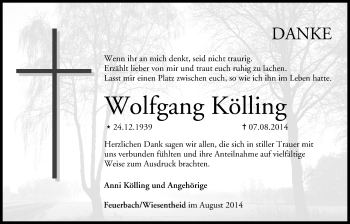 Anzeige von Wolfgang Kölling von MGO