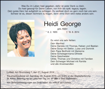 Anzeige von Heidi George von MGO