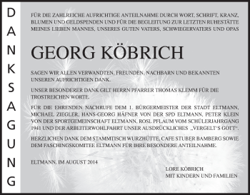 Anzeige von Georg Köbrich von MGO