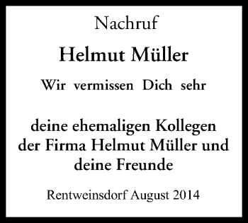 Anzeige von Helmut Müller von MGO