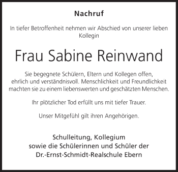 Anzeige von Sabine Reinwand von MGO