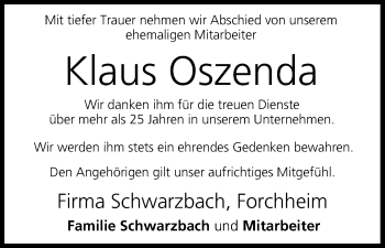 Anzeige von Klaus Oszenda von MGO