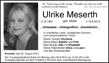 Anzeige von Ulrike Meserth von MGO