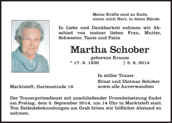 Anzeige von Martha Schober von MGO