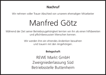 Anzeige von Manfred Götz von MGO