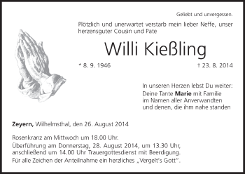 Anzeige von Willi Kießling von MGO