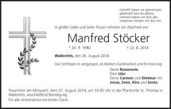 Anzeige von Manfred Stöcker von MGO