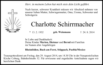 Anzeige von Charlotte Schirrmacher von MGO