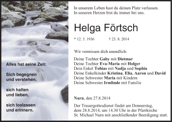 Anzeige von Helga Förtsch von MGO