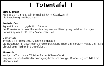 Anzeige von Totentafel vom 28.08.2014 von MGO