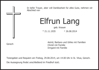 Anzeige von Elfrun Lang von MGO
