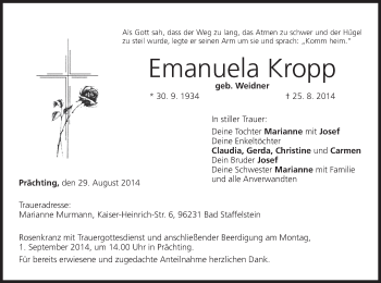 Anzeige von Emanuela Kropp von MGO