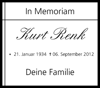 Anzeige von Kurt Renk von MGO