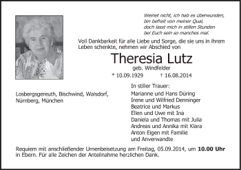 Anzeige von Theresia Lutz von MGO