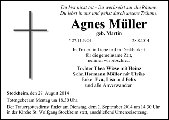 Anzeige von Agnes Müller von MGO