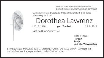 Anzeige von Dorothea Lawrenz von MGO