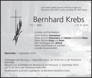 Anzeige von Bernhard Krebs von MGO