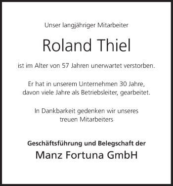 Anzeige von Roland Thiel von MGO